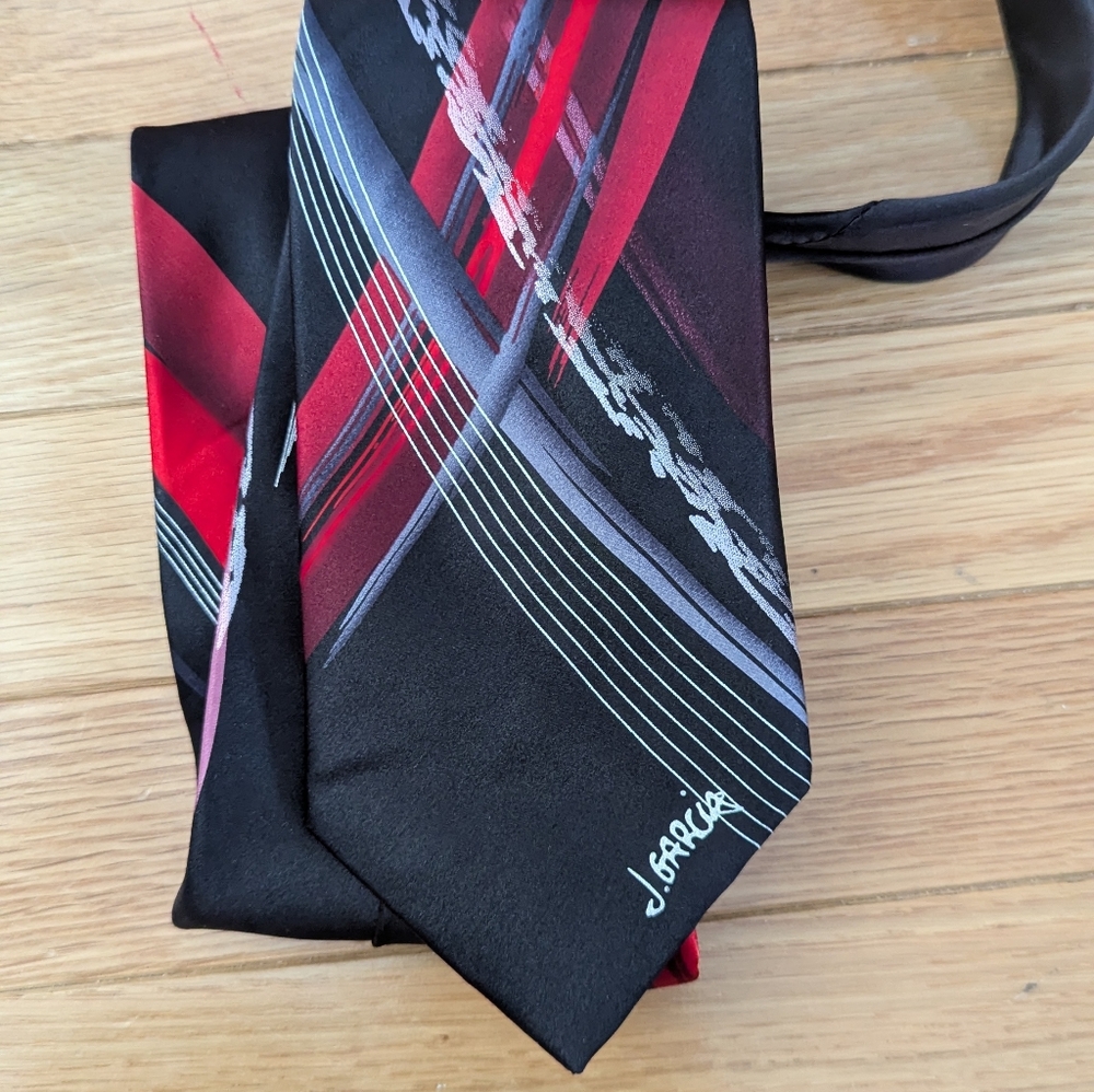 J. Garcia Black and Red Patterned Tie